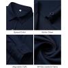 J.VER Button Down Shirts for Women Wrinkle Free Long Sleeve Dress Shirt Business Casual Work Blouse with Pocket(Navy Blue)