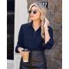 J.VER Button Down Shirts for Women Wrinkle Free Long Sleeve Dress Shirt Business Casual Work Blouse with Pocket(Navy Blue)
