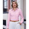 J.VER Button Down Shirts for Women Wrinkle Free Long Sleeve Dress Shirt Business Casual Work Blouse with Pocket(Pink)