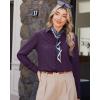 J.VER Button Down Shirts for Women Wrinkle Free Long Sleeve Dress Shirt Business Casual Work Blouse with Pocket(Purple)