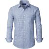 J.VER Dress Shirts for Men Cotton Long Sleeve Button Down Shirt Business Casual Classic Plaid Tops with Pocket(Blue Plaid)