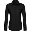 J.VER Dress Shirts for Women Button Down Wrinkle Free Shirt Business Casual Long Sleeve Work Blouse with Pocket(Black)