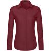 J.VER Dress Shirts for Women Button Down Wrinkle Free Shirt Business Casual Long Sleeve Work Blouse with Pocket(Burgundy)