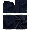 J.VER Dress Shirts for Women Button Down Wrinkle Free Shirt Business Casual Long Sleeve Work Blouse with Pocket(Navy Blue)