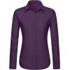 J.VER Dress Shirts for Women Button Down Wrinkle Free Shirt Business Casual Long Sleeve Work Blouse with Pocket(Purple)