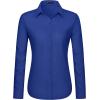 J.VER Dress Shirts for Women Button Down Wrinkle Free Shirt Business Casual Long Sleeve Work Blouse with Pocket(Royal Blue)