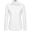 J.VER Dress Shirts for Women Button Down Wrinkle Free Shirt Business Casual Long Sleeve Work Blouse with Pocket(White)