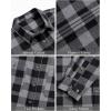 J.VER Flannel Shirt for Men Plaid Long Sleeve Casual Button Down Shirts Regular Fit Cotton Buffalo Checkered Top with Pockets(Black Grey)