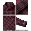 J.VER Flannel Shirt for Men Plaid Long Sleeve Casual Button Down Shirts Regular Fit Cotton Buffalo Checkered Top with Pockets(Dark Red)