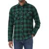 J.VER Flannel Shirt for Men Plaid Long Sleeve Casual Button Down Shirts Regular Fit Cotton Buffalo Checkered Top with Pockets(Green Black)