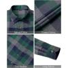J.VER Flannel Shirt for Men Plaid Long Sleeve Casual Button Down Shirts Regular Fit Cotton Buffalo Checkered Top with Pockets(Green Navy)