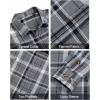 J.VER Flannel Shirt for Men Plaid Long Sleeve Casual Button Down Shirts Regular Fit Cotton Buffalo Checkered Top with Pockets(Grey Black)
