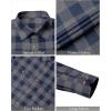 J.VER Flannel Shirt for Men Plaid Long Sleeve Casual Button Down Shirts Regular Fit Cotton Buffalo Checkered Top with Pockets(Grey Navy)