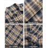 J.VER Flannel Shirt for Men Plaid Long Sleeve Casual Button Down Shirts Regular Fit Cotton Buffalo Checkered Top with Pockets(Navy Yellow)