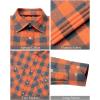 J.VER Flannel Shirt for Men Plaid Long Sleeve Casual Button Down Shirts Regular Fit Cotton Buffalo Checkered Top with Pockets(Orange)