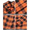 J.VER Flannel Shirt for Men Plaid Long Sleeve Casual Button Down Shirts Regular Fit Cotton Buffalo Checkered Top with Pockets(Orange Black)