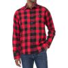 J.VER Flannel Shirt for Men Plaid Long Sleeve Casual Button Down Shirts Regular Fit Cotton Buffalo Checkered Top with Pockets(Red Black)