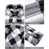 J.VER Flannel Shirt for Men Plaid Long Sleeve Casual Button Down Shirts Regular Fit Cotton Buffalo Checkered Top with Pockets(White Black)