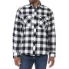 J.VER Flannel Shirt for Men Plaid Long Sleeve Casual Button Down Shirts Regular Fit Cotton Buffalo Checkered Top with Pockets(White Black)