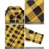 J.VER Flannel Shirt for Men Plaid Long Sleeve Casual Button Down Shirts Regular Fit Cotton Buffalo Checkered Top with Pockets(Yellow Black)