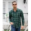 J.VER Long Sleeve Shirts for Men Cotton Plaid Button Down Shirt Business Casual Work Top with Pocket(Dark Green)