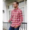 J.VER Long Sleeve Shirts for Men Cotton Plaid Button Down Shirt Business Casual Work Top with Pocket(Red)