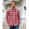 J.VER Long Sleeve Shirts for Men Cotton Plaid Button Down Shirt Business Casual Work Top with Pocket(Red)