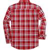 J.VER Long Sleeve Shirts for Men Cotton Plaid Button Down Shirt Business Casual Work Top with Pocket(Red)