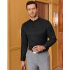J.VER Men’s Banded Collar Dress Shirt Mandarin Long Sleeve Button Down Shirts Stretch Collarless Tops with Pocket(Black)