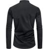 J.VER Men’s Banded Collar Dress Shirt Mandarin Long Sleeve Button Down Shirts Stretch Collarless Tops with Pocket(Black)
