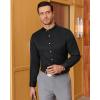 J.VER Men’s Banded Collar Dress Shirt Mandarin Long Sleeve Button Down Shirts Stretch Collarless Tops with Pocket(Black White)