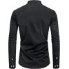 J.VER Men’s Banded Collar Dress Shirt Mandarin Long Sleeve Button Down Shirts Stretch Collarless Tops with Pocket(Black White)