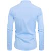J.VER Men’s Banded Collar Dress Shirt Mandarin Long Sleeve Button Down Shirts Stretch Collarless Tops with Pocket(Blue)