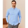 J.VER Men’s Banded Collar Dress Shirt Mandarin Long Sleeve Button Down Shirts Stretch Collarless Tops with Pocket(Blue)