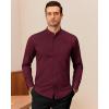 J.VER Men’s Banded Collar Dress Shirt Mandarin Long Sleeve Button Down Shirts Stretch Collarless Tops with Pocket(Burgundy)