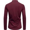 J.VER Men’s Banded Collar Dress Shirt Mandarin Long Sleeve Button Down Shirts Stretch Collarless Tops with Pocket(Burgundy)