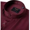 J.VER Men’s Banded Collar Dress Shirt Mandarin Long Sleeve Button Down Shirts Stretch Collarless Tops with Pocket(Burgundy)