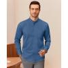 J.VER Men’s Banded Collar Dress Shirt Mandarin Long Sleeve Button Down Shirts Stretch Collarless Tops with Pocket(Cyan Blue)