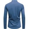 J.VER Men’s Banded Collar Dress Shirt Mandarin Long Sleeve Button Down Shirts Stretch Collarless Tops with Pocket(Cyan Blue)