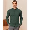 J.VER Men’s Banded Collar Dress Shirt Mandarin Long Sleeve Button Down Shirts Stretch Collarless Tops with Pocket(Dark Green)
