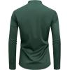 J.VER Men’s Banded Collar Dress Shirt Mandarin Long Sleeve Button Down Shirts Stretch Collarless Tops with Pocket(Dark Green)
