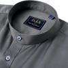 J.VER Men’s Banded Collar Dress Shirt Mandarin Long Sleeve Button Down Shirts Stretch Collarless Tops with Pocket(Grey)