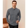 J.VER Men’s Banded Collar Dress Shirt Mandarin Long Sleeve Button Down Shirts Stretch Collarless Tops with Pocket(Grey)