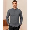 J.VER Men’s Banded Collar Dress Shirt Mandarin Long Sleeve Button Down Shirts Stretch Collarless Tops with Pocket(Grey)