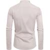 J.VER Men’s Banded Collar Dress Shirt Mandarin Long Sleeve Button Down Shirts Stretch Collarless Tops with Pocket(Light Khaki)