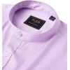 J.VER Men’s Banded Collar Dress Shirt Mandarin Long Sleeve Button Down Shirts Stretch Collarless Tops with Pocket(Light Purple)