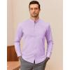J.VER Men’s Banded Collar Dress Shirt Mandarin Long Sleeve Button Down Shirts Stretch Collarless Tops with Pocket(Light Purple)