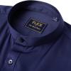 J.VER Men’s Banded Collar Dress Shirt Mandarin Long Sleeve Button Down Shirts Stretch Collarless Tops with Pocket(Navy Blue)