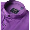 J.VER Men’s Banded Collar Dress Shirt Mandarin Long Sleeve Button Down Shirts Stretch Collarless Tops with Pocket(Purple)