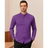 J.VER Men’s Banded Collar Dress Shirt Mandarin Long Sleeve Button Down Shirts Stretch Collarless Tops with Pocket(Purple)